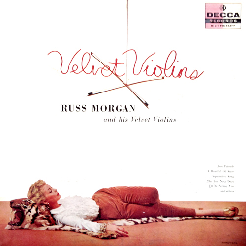 russ-morgan-velvet-violins-lp-cover-with-woman-lying-on-tiger-pelt-skin-rug
